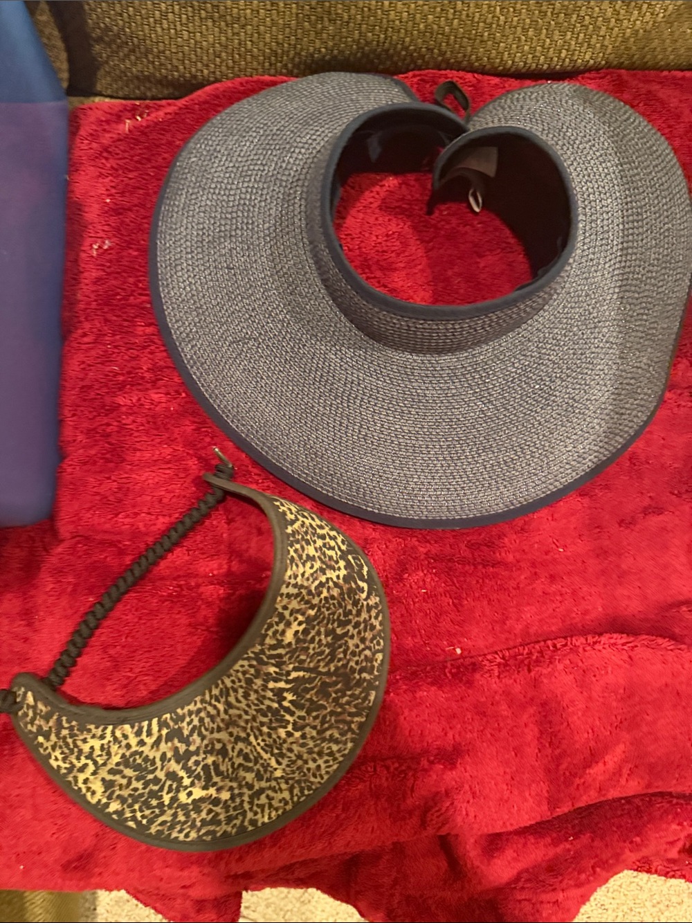 Blue Wide-Brim Packable and animal print Sun Visor